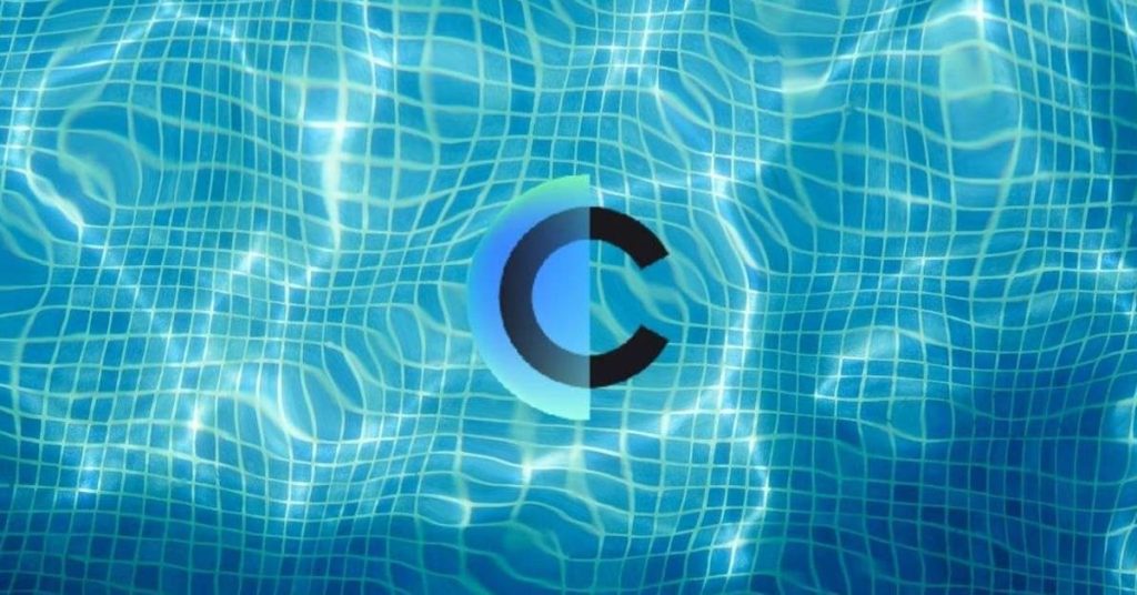 Clearpool logo imposed on the reflection of a swimming pool