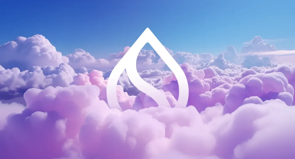 Sui Network logo on clouds, representing Sui’s high-speed, object-centric blockchain technology for scalable, efficient decentralized applications.