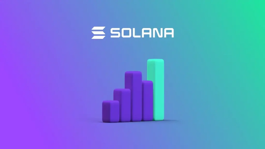 Solana logo: a sleek, modern design featuring three horizontal bars in gradient shades of green, blue, and purple, representing speed, scalability, and innovation in blockchain technology.